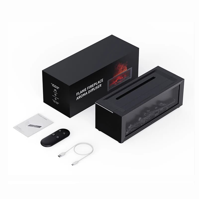 Eseential Oil Diffuser Fireplace Flame Oil Diffuser Aromatherapy Aroma Humidifier 150ml Remote Control Perfect for Bedroom Home