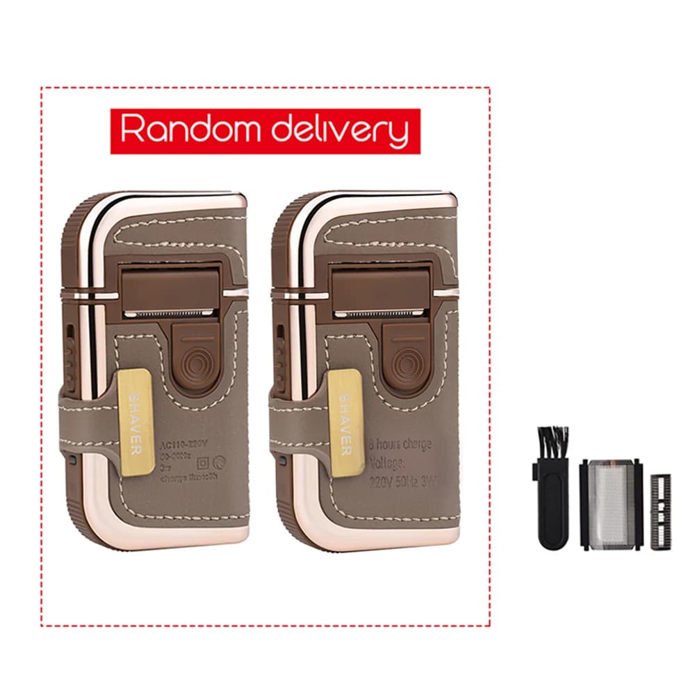 Professional Men's Shaver Cordless Beard Trimmer Rechargeable Razor Mini Leather Portable Electric Shaving Machine